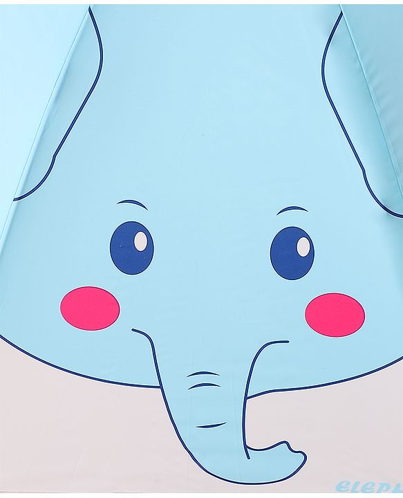 Babyhug Free Size Umbrella with Elephant Print - Blue & White