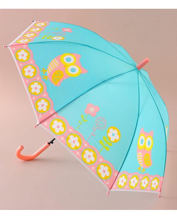 Babyhug Free Size Umbrella with Owl Print -Sea Green