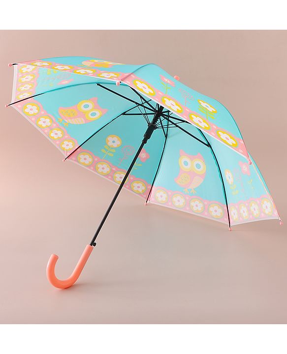 Babyhug Free Size Umbrella with Owl Print -Sea Green