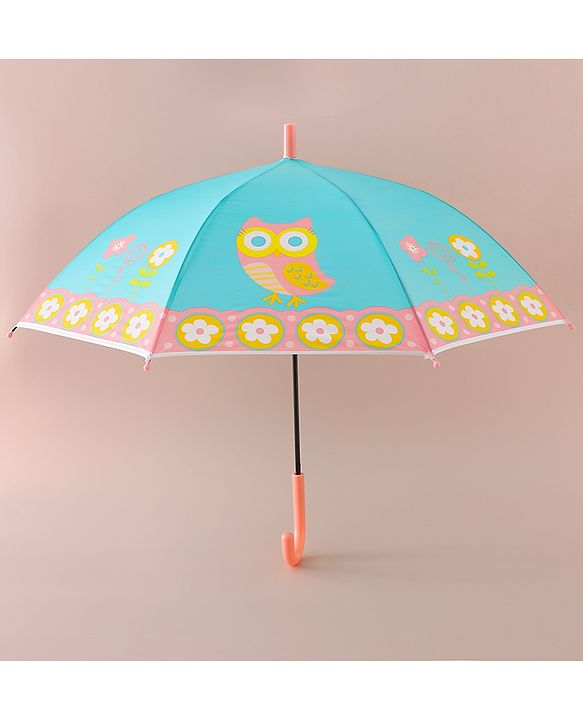 Babyhug Free Size Umbrella with Owl Print -Sea Green