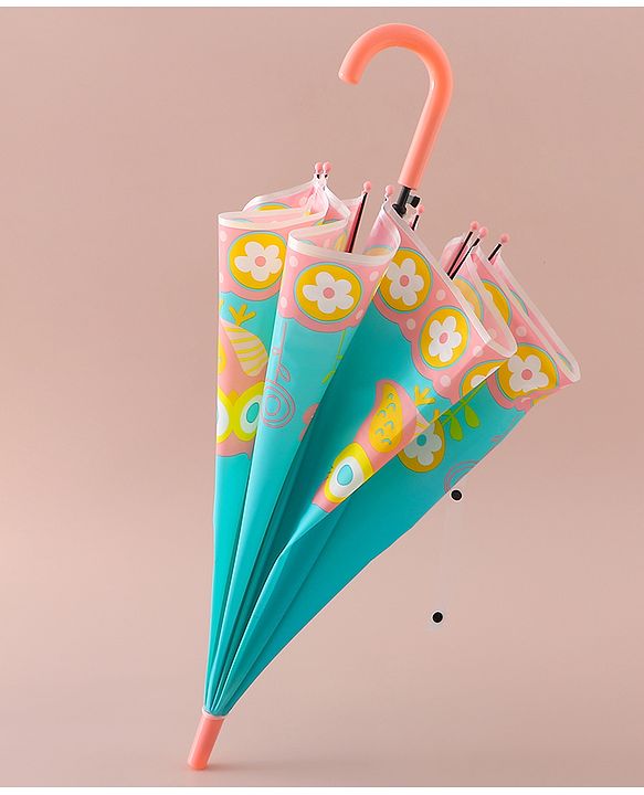 Babyhug Free Size Umbrella with Owl Print -Sea Green