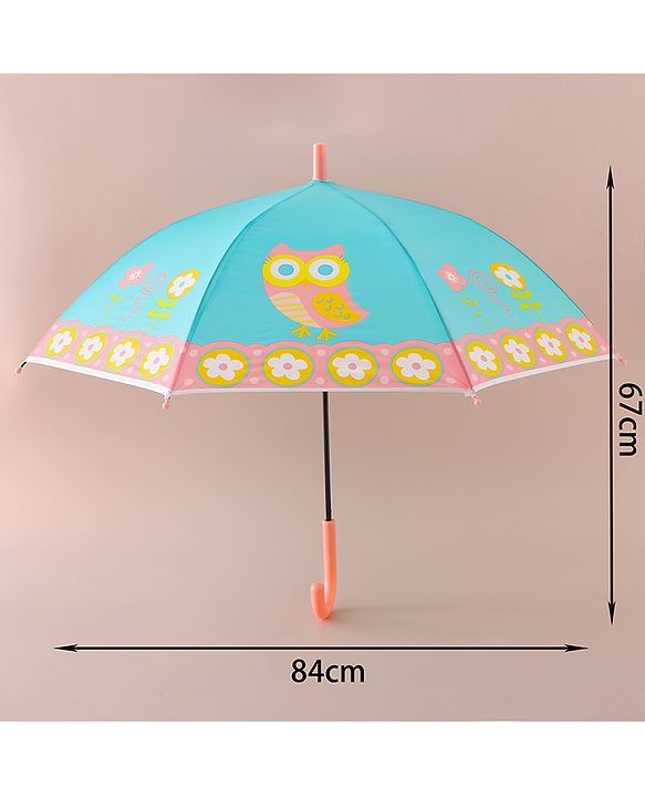 Babyhug Free Size Umbrella with Owl Print -Sea Green