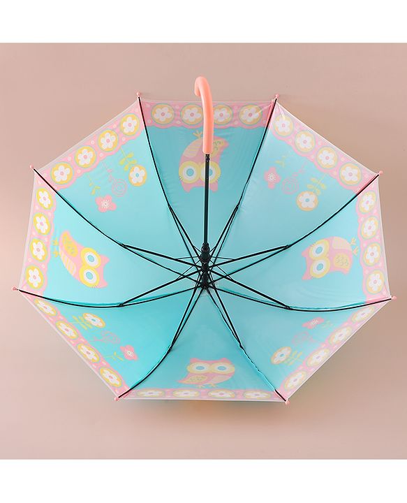 Babyhug Free Size Umbrella with Owl Print -Sea Green
