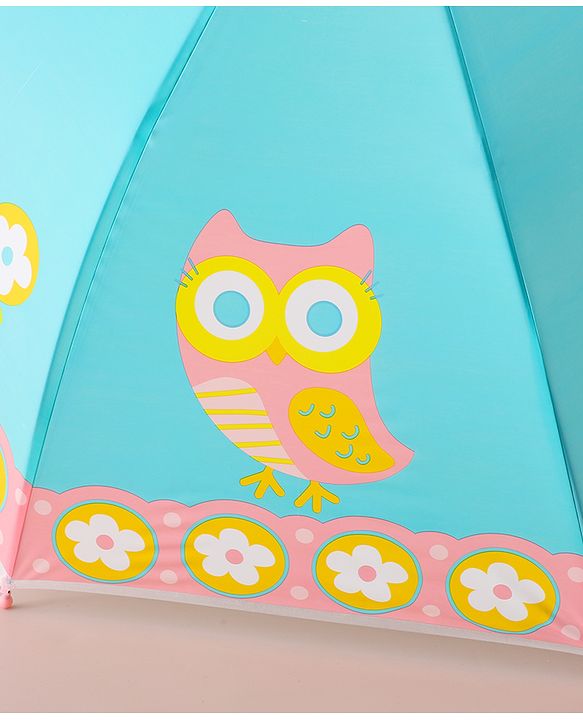 Babyhug Free Size Umbrella with Owl Print -Sea Green