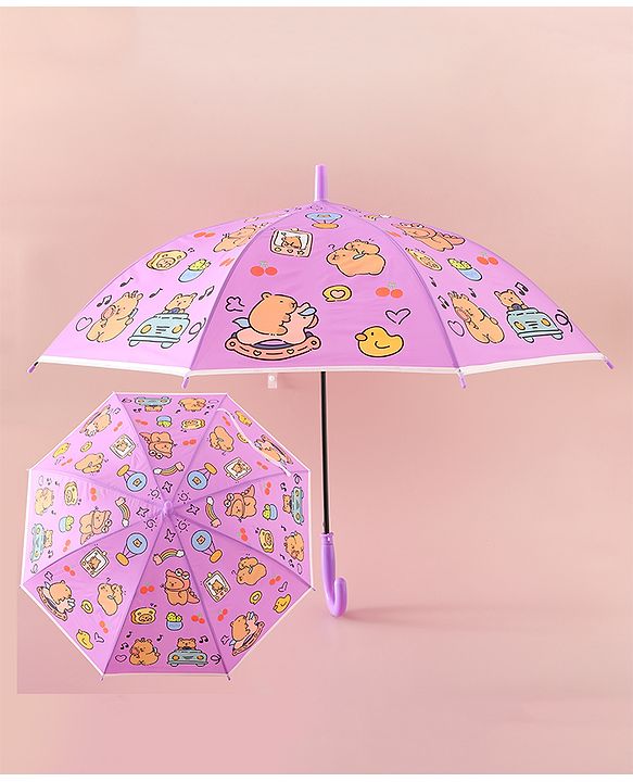 Babyhug Umbrella With Hamster Print -Purple