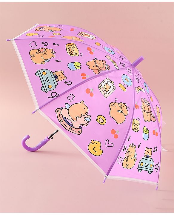 Babyhug Umbrella With Hamster Print -Purple