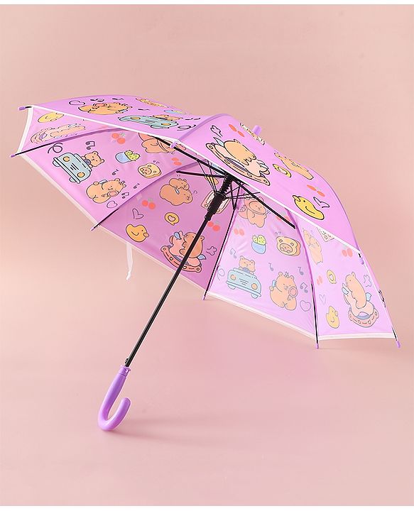 Babyhug Umbrella With Hamster Print -Purple