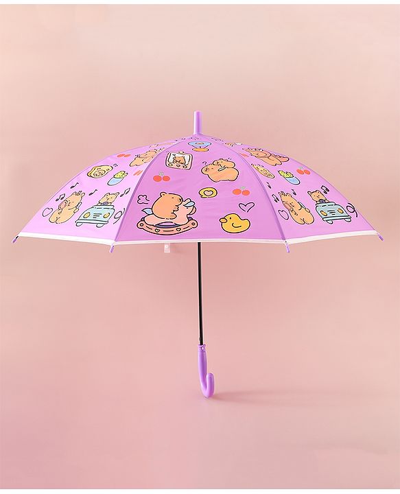 Babyhug Umbrella With Hamster Print -Purple