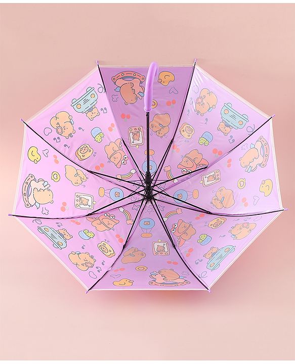 Babyhug Umbrella With Hamster Print -Purple