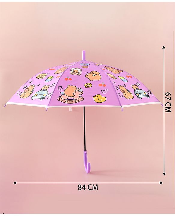 Babyhug Umbrella With Hamster Print -Purple