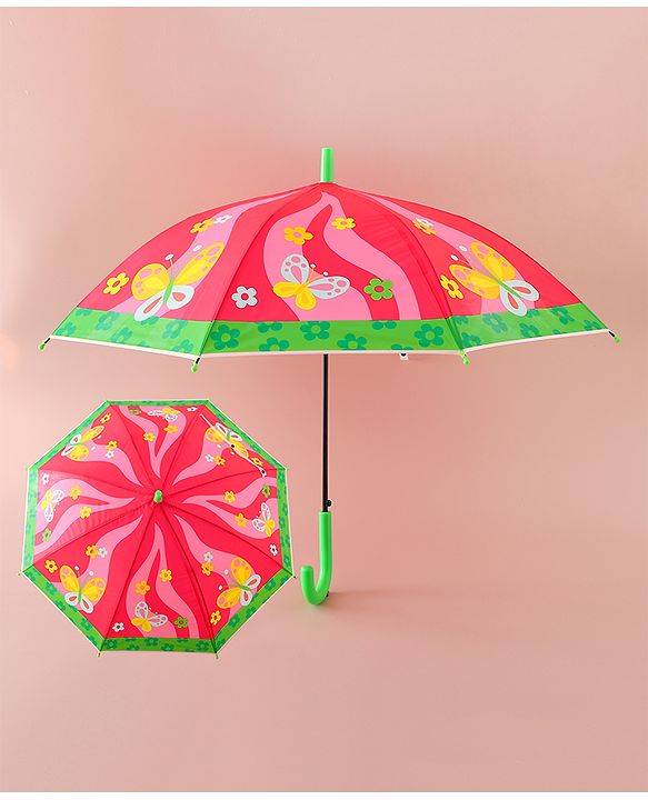 Babyhug Free Size Umbrella with Butterfly & Floral Print - Multicolor