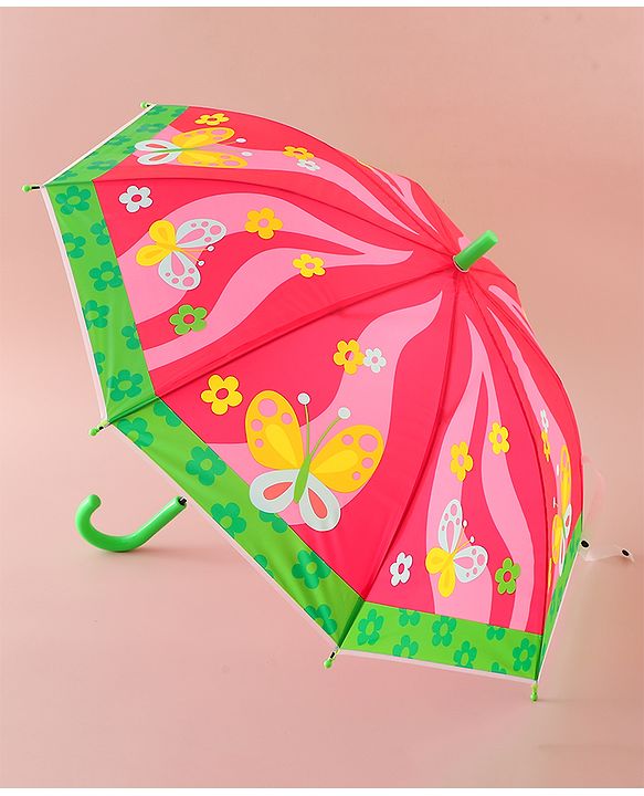 Babyhug Free Size Umbrella with Butterfly & Floral Print - Multicolor