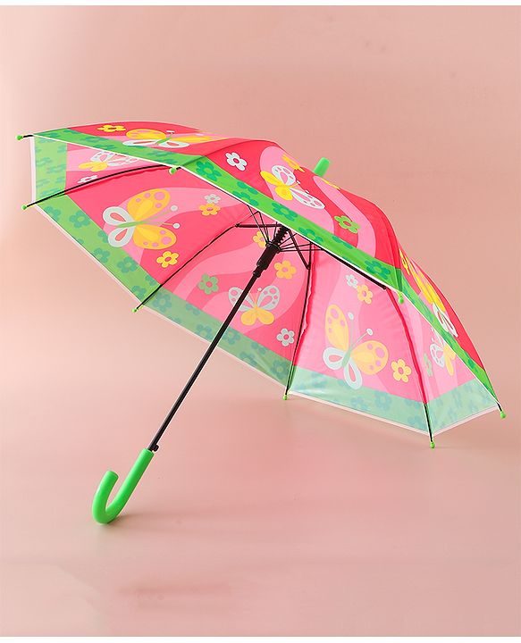 Babyhug Free Size Umbrella with Butterfly & Floral Print - Multicolor