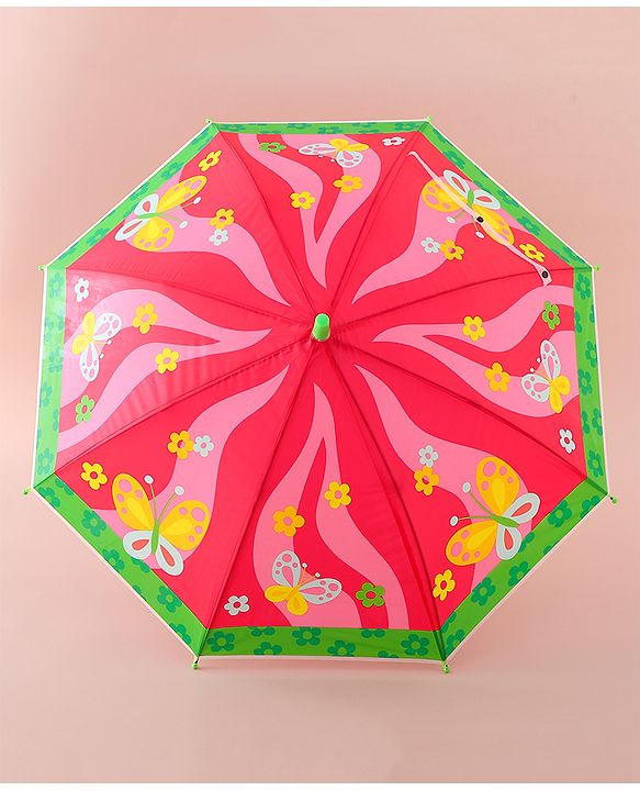 Babyhug Free Size Umbrella with Butterfly & Floral Print - Multicolor