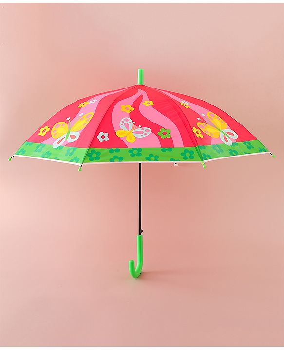 Babyhug Free Size Umbrella with Butterfly & Floral Print - Multicolor