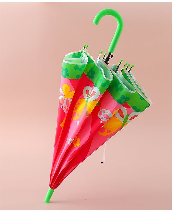 Babyhug Free Size Umbrella with Butterfly & Floral Print - Multicolor