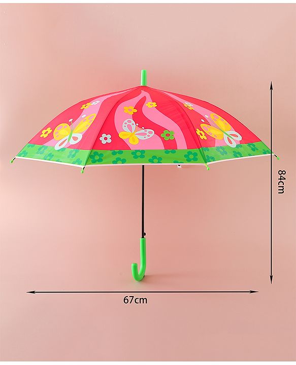 Babyhug Free Size Umbrella with Butterfly & Floral Print - Multicolor