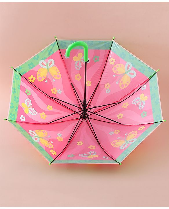 Babyhug Free Size Umbrella with Butterfly & Floral Print - Multicolor