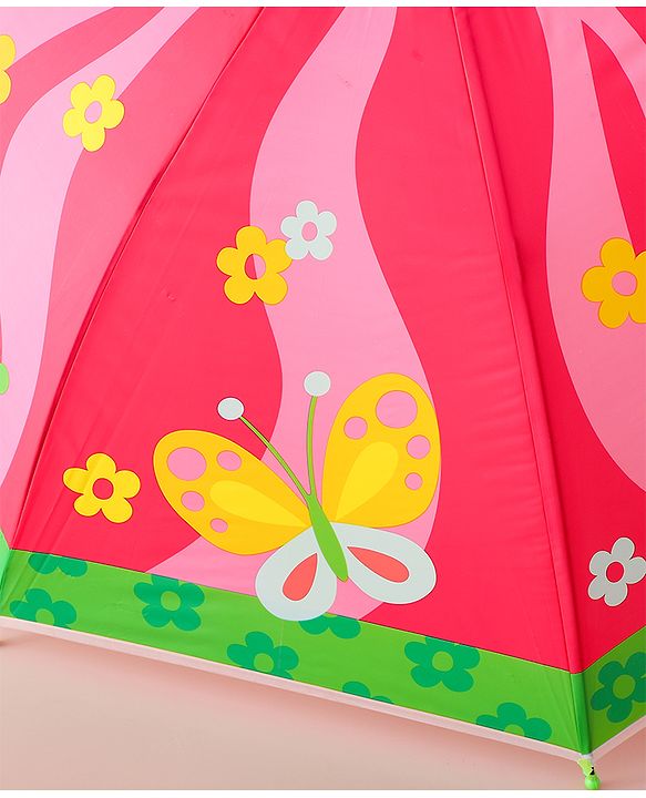 Babyhug Free Size Umbrella with Butterfly & Floral Print - Multicolor