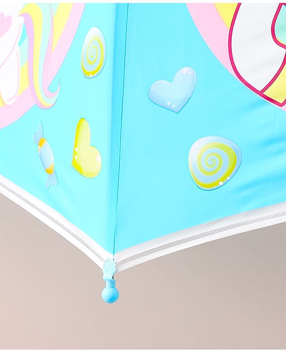 Babyhug Free Size Umbrella with Unicorn Print - Light Blue
