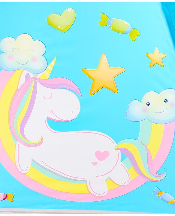 Babyhug Free Size Umbrella with Unicorn Print - Light Blue