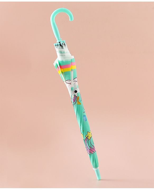 Babyhug Free Size Umbrella with Unicorn Print - Light Blue