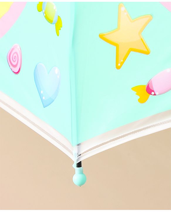 Babyhug Free Size Umbrella with Unicorn Print - Light Blue