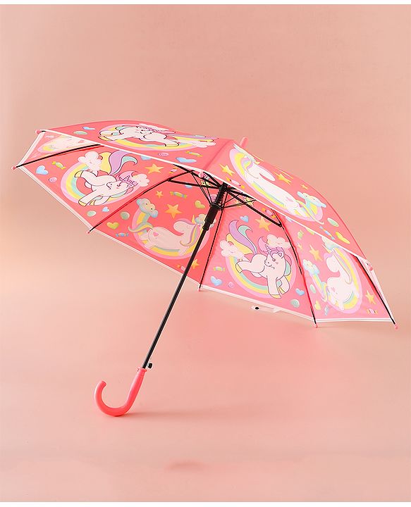 Babyhug Free Size Umbrella with Unicorn Print - Light Blue