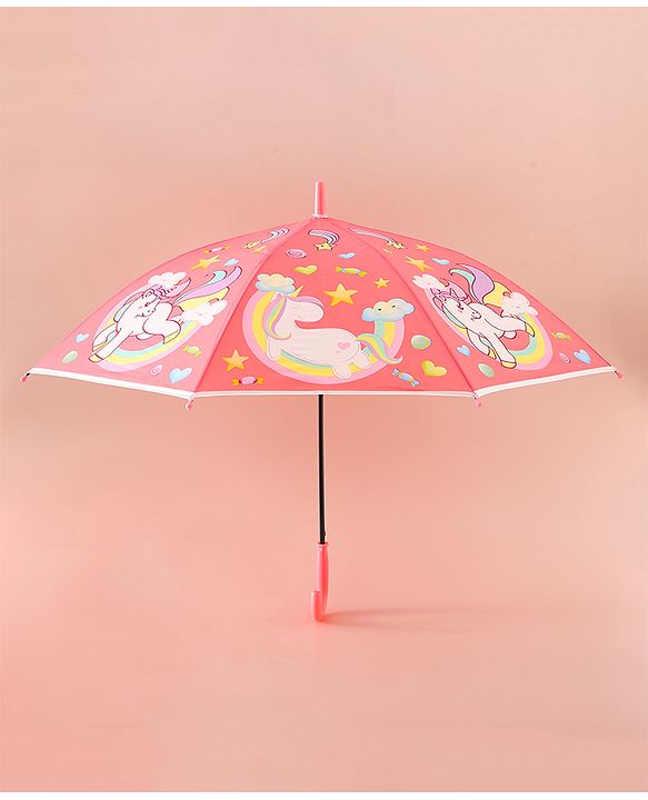 Babyhug Free Size Umbrella with Unicorn Print - Light Blue