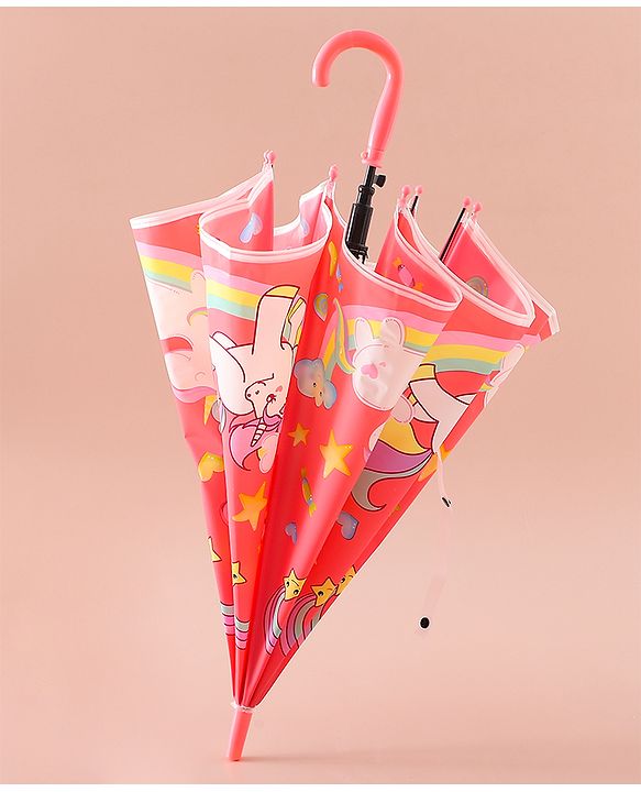 Babyhug Free Size Umbrella with Unicorn Print - Light Blue