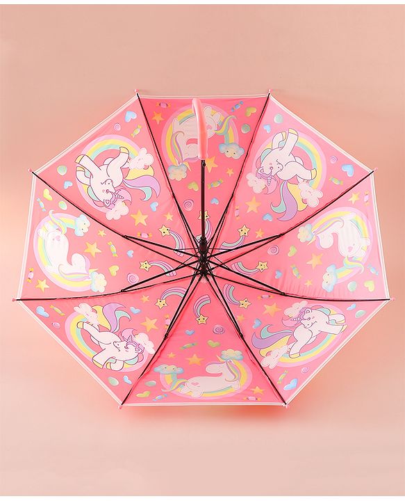 Babyhug Free Size Umbrella with Unicorn Print - Light Blue