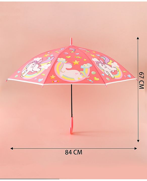 Babyhug Free Size Umbrella with Unicorn Print - Light Blue