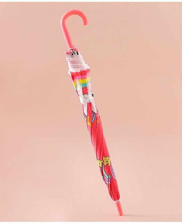 Babyhug Free Size Umbrella with Unicorn Print - Light Blue