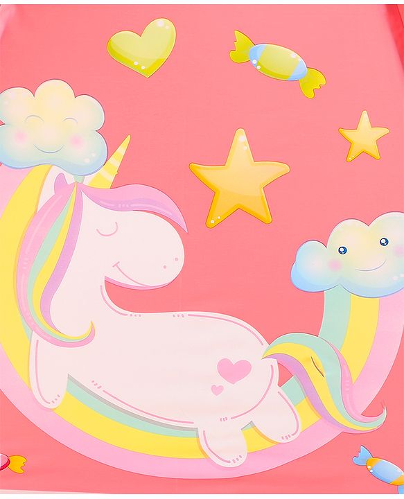 Babyhug Free Size Umbrella with Unicorn Print - Light Blue