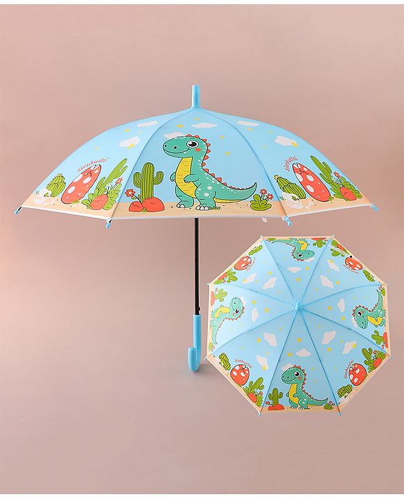Babyhug Free Size Umbrella with Dino Print - Light Blue