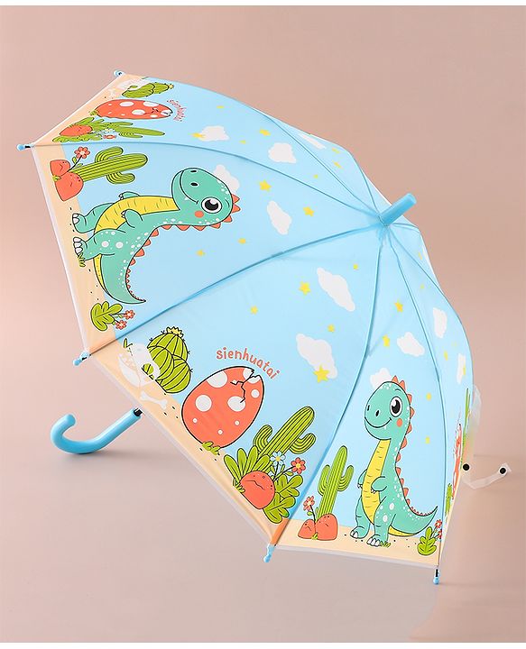 Babyhug Free Size Umbrella with Dino Print - Light Blue