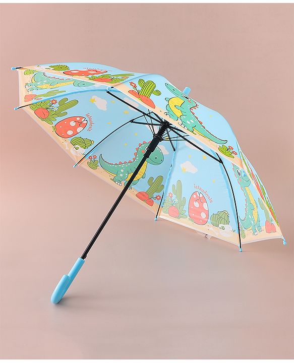 Babyhug Free Size Umbrella with Dino Print - Light Blue