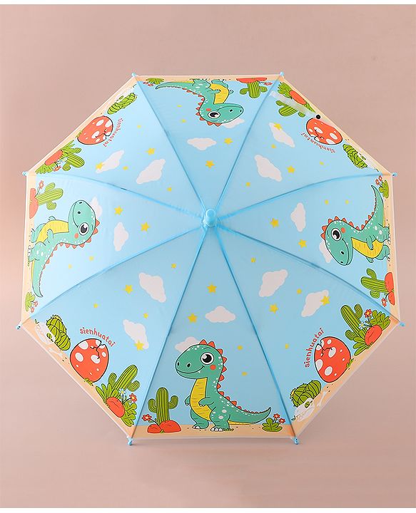 Babyhug Free Size Umbrella with Dino Print - Light Blue