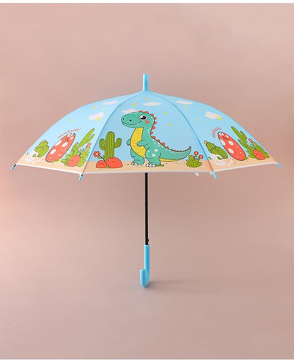 Babyhug Free Size Umbrella with Dino Print - Light Blue
