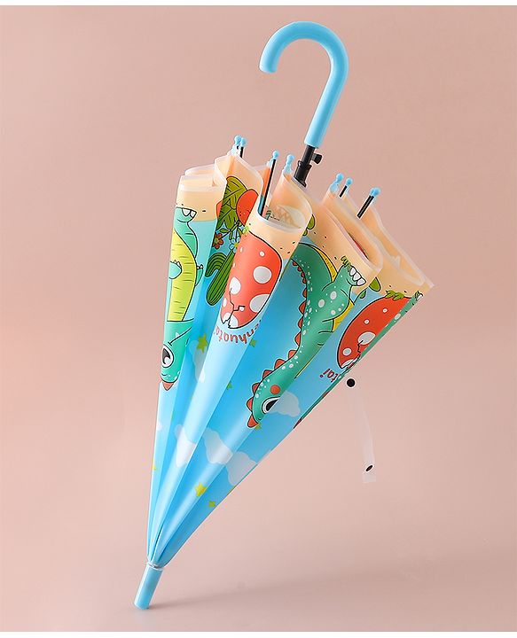 Babyhug Free Size Umbrella with Dino Print - Light Blue