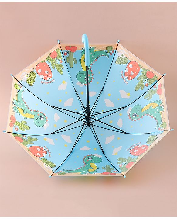 Babyhug Free Size Umbrella with Dino Print - Light Blue
