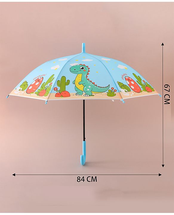Babyhug Free Size Umbrella with Dino Print - Light Blue