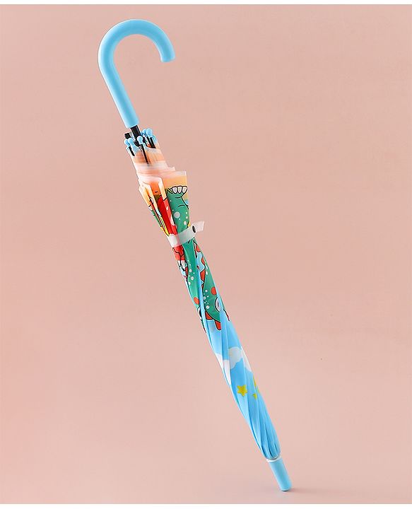 Babyhug Free Size Umbrella with Dino Print - Light Blue