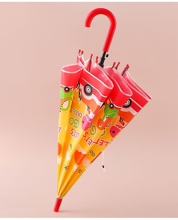 Babyhug Free Size Umbrella with Dino Print - Yellow