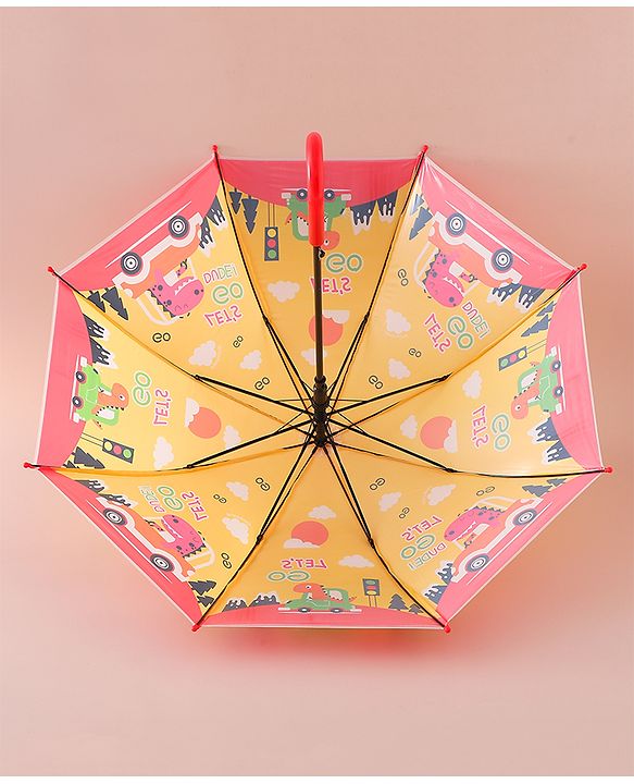 Babyhug Free Size Umbrella with Dino Print - Yellow