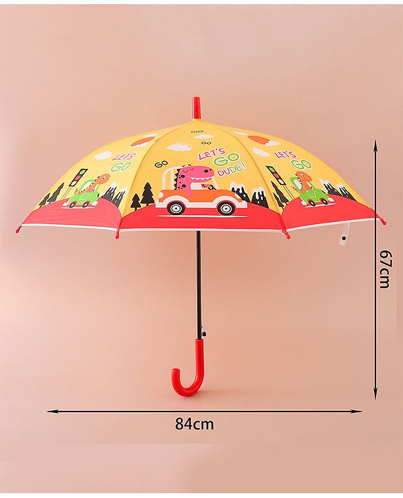 Babyhug Free Size Umbrella with Dino Print - Yellow