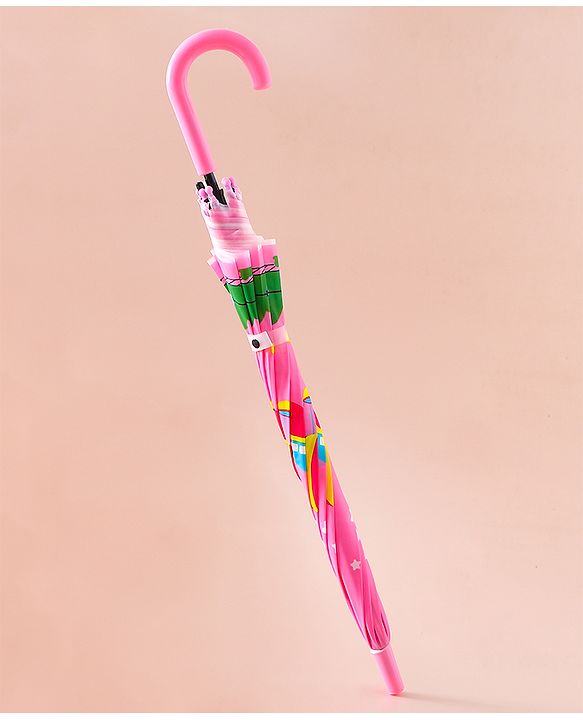 Babyhug Free Size Umbrella with Train Print - Pink