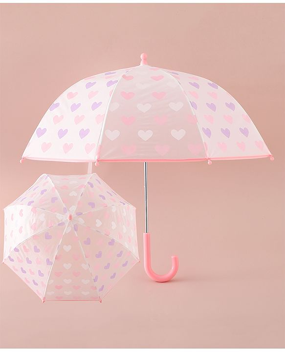 Pine Kids Free Size  Umbrella with Heart Print - Pink