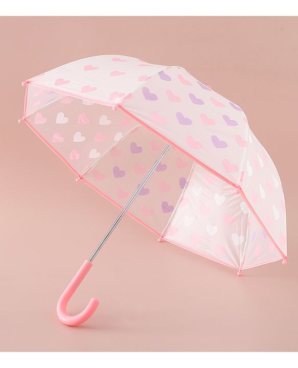 Pine Kids Free Size  Umbrella with Heart Print - Pink