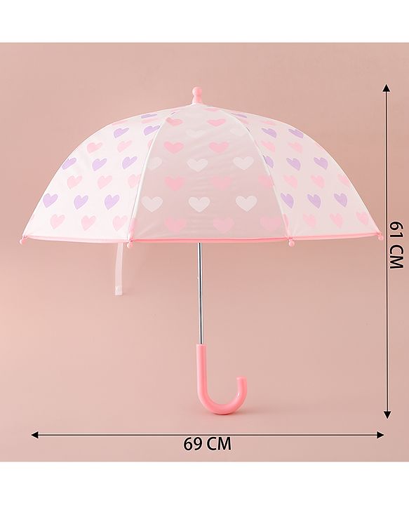 Pine Kids Free Size  Umbrella with Heart Print - Pink